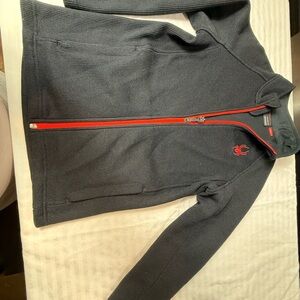Spyder Men's Charcoal Zip-Up Sweater with Red Details